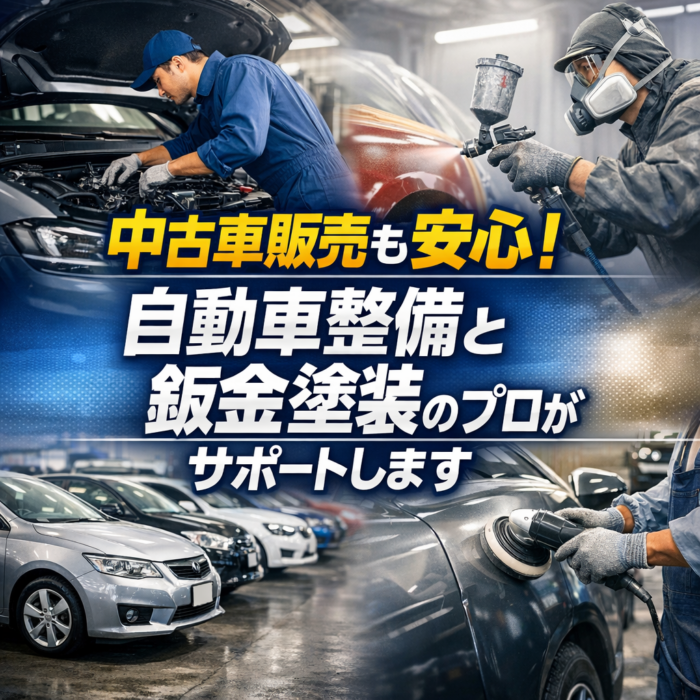中古車販売も安心！自動車整備と鈑金塗装のプロがサポートします